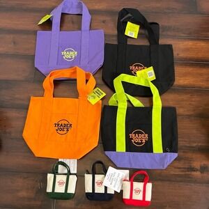 Trader Joe's Canvas Microtote Grocery Bag & Trick or Treat Canvas Tote Lot of 7